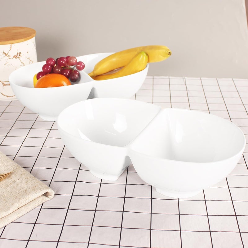 Creativity Home Creative Home Chip and Dip Bowl Set, Ceramic Divider Bowl, Plate, 1.55-Quart Moisture-Proof Cereal Bowl, Buffet Serving Set, Dishwasher, Microwave, Oven Safe, 11.8 Inch - Image 5